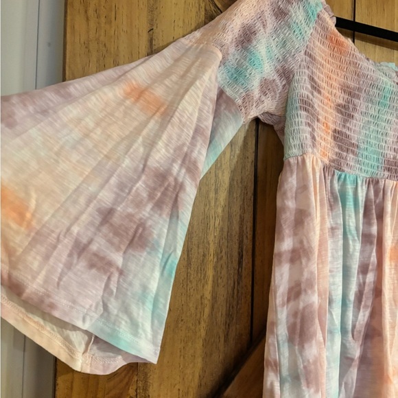 Torrid Knit Off The Shoulder Bell Sleeve Multi Tie Dye Babydoll - Size 1x - NWT - Picture 5 of 6